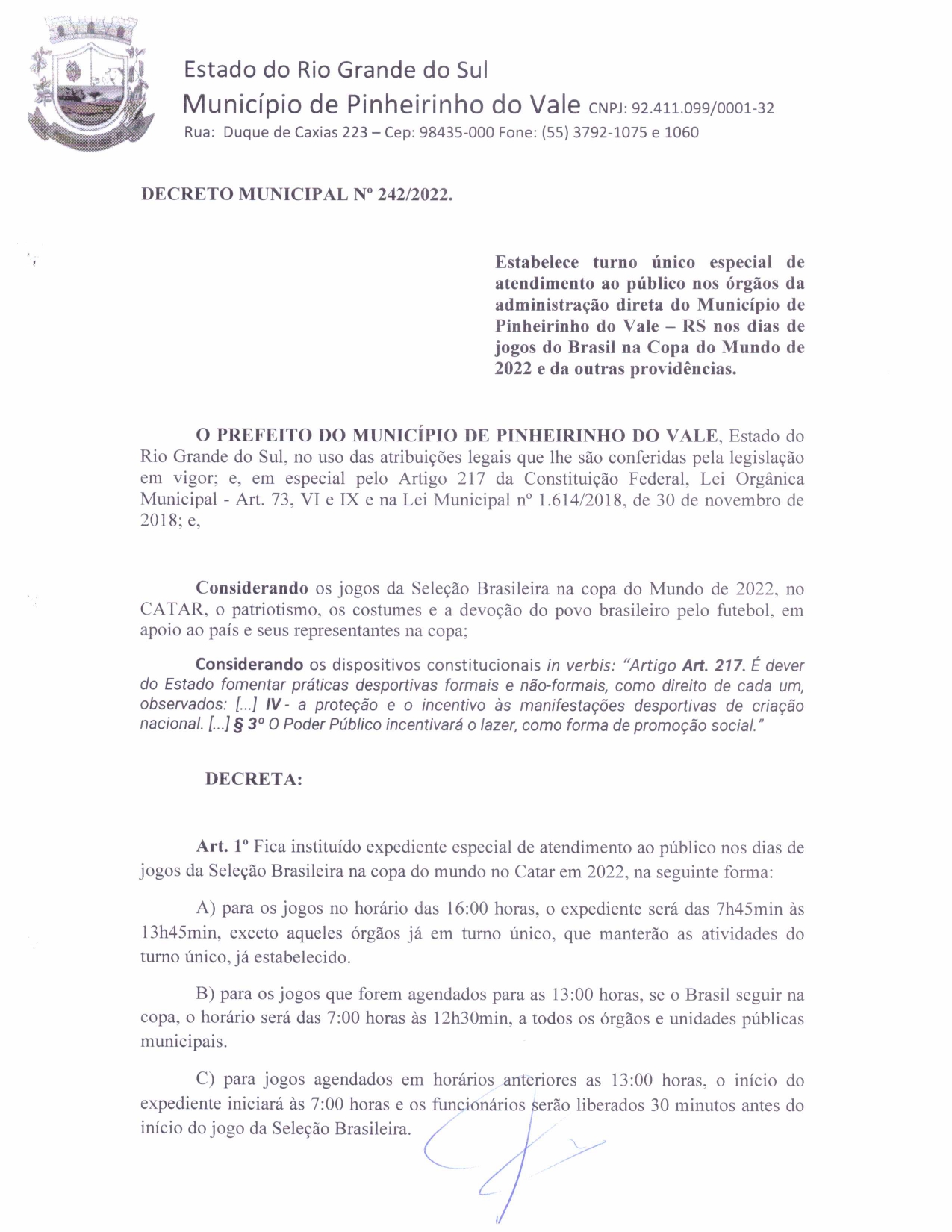 Decreto Municipal nº 242 2022 page 0001